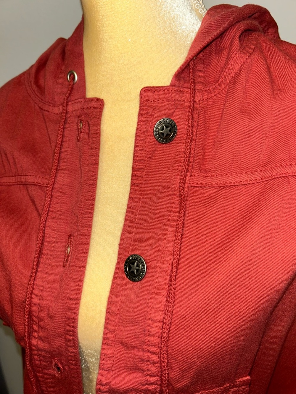 NEW Hard Tail Forever Women's Hooded Button-Front Cropped Jacket Rust Red Sz M - Picture 3 of 8